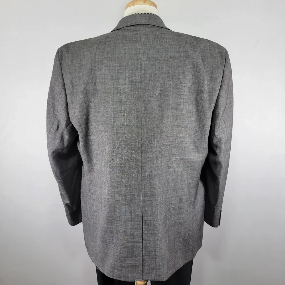 Chaps Men's Sport Coat Blazer Two‎ Button Gray Sharkskin Wool Solid Size 48R